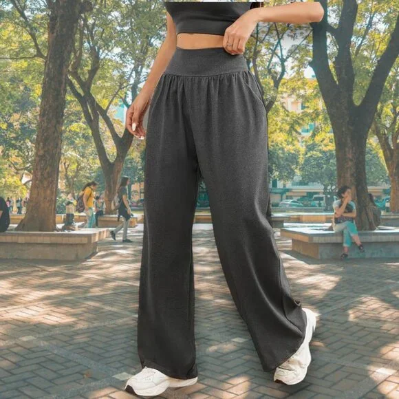 Super Baggy Comfy Ultra Soft Stretchy Jersey Knit Bouncy Flare Wide Leg Pants - Picture 5 of 9